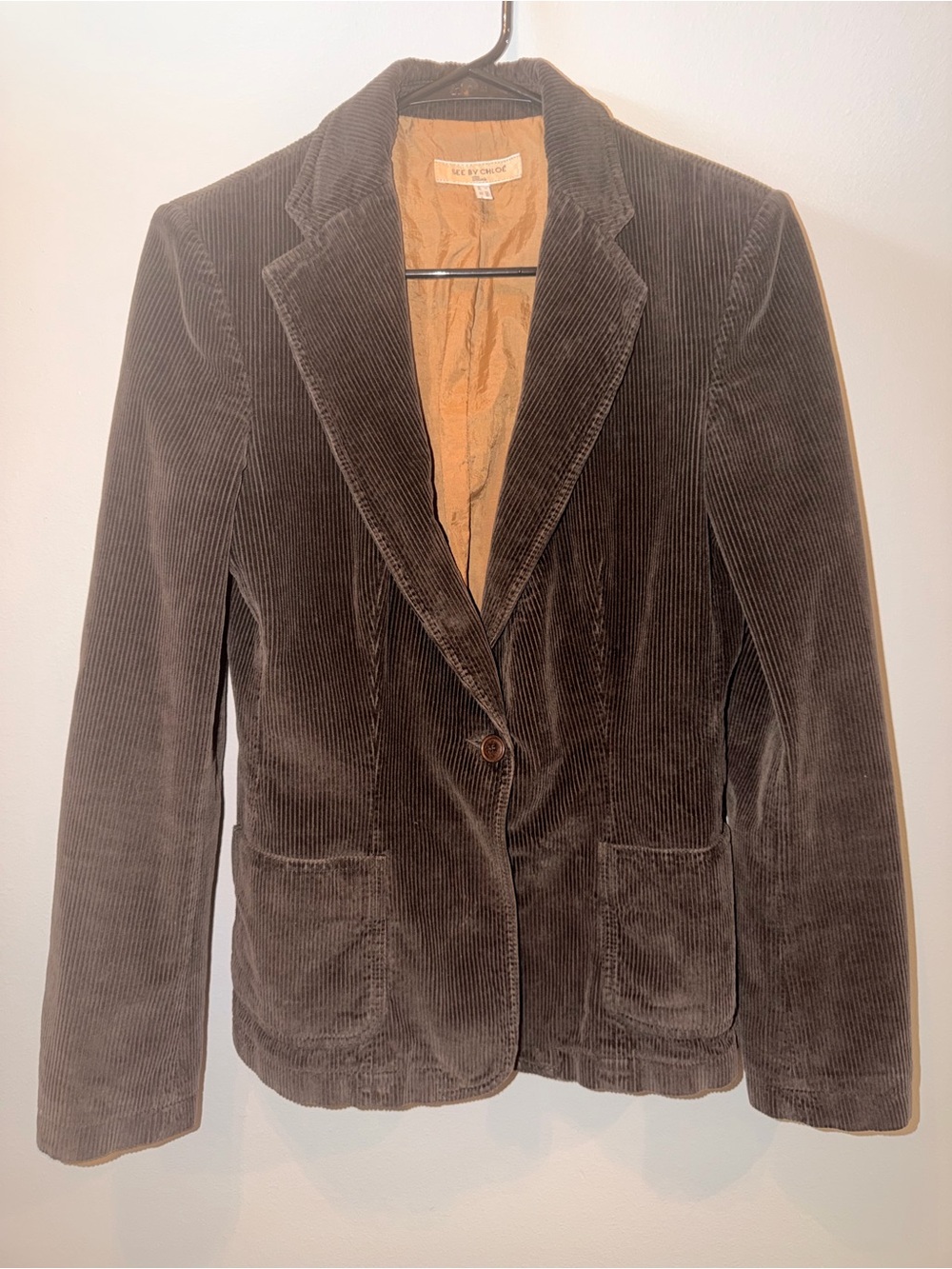 Vintage See By Chloé 100% cotton  Brown Corduroy Blazer academia luxury